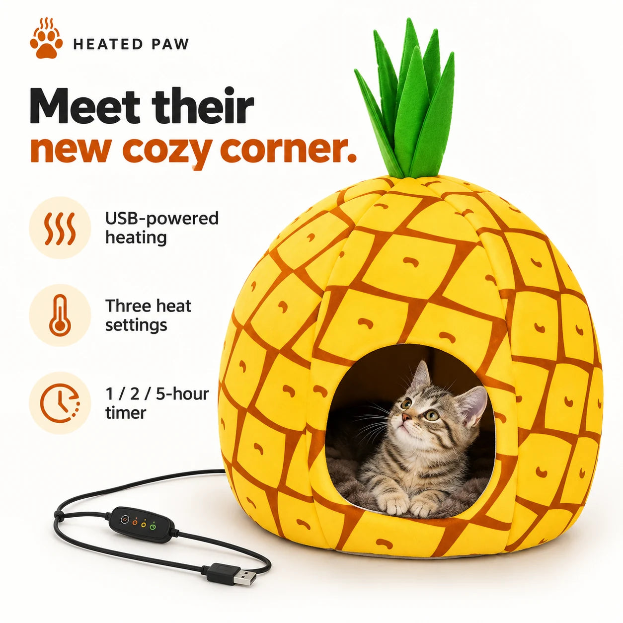 HEATED PAW pineapple pet house